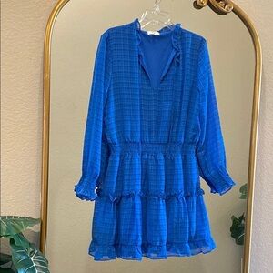 NSR Blue V-Neck Ruffled Dress Size XL